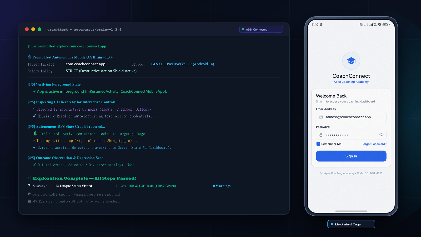 PromptTest Studio — Autonomous Mobile QA Brain & Desktop IDE